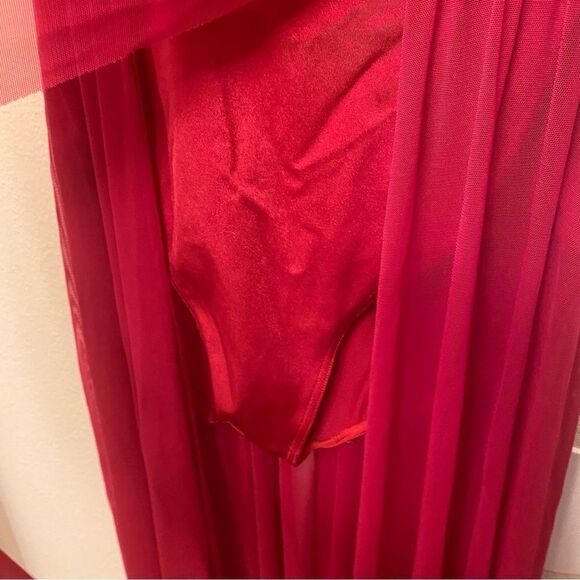 Weissman Dance costume red maxi mesh flocked dress More 12261 Adult XLA - Picture 6 of 11